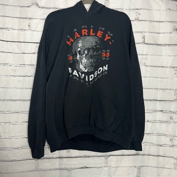 Harley-Davidson Skull Hoodie 2XL Eagle’s Nest Lathrop CA Black Biker Sweatshirt - Picture 8 of 15
